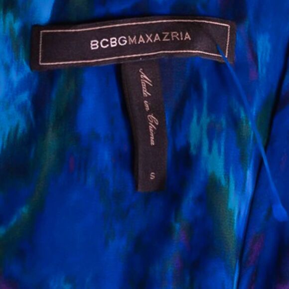 BCBG MaxAzria Women's Dress Multicolor Abstract V-Neck Shift Flowy Long Sleeve S - Picture 3 of 8